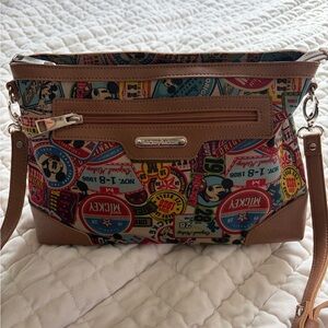 Disney Mickey Mouse Brown and Multicolor Crossbody Bag